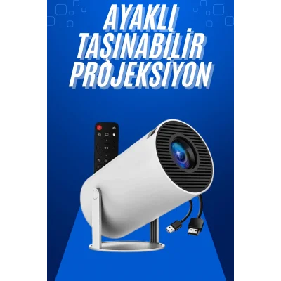  Taşınabilir Projeksiyon Ayaklı Projektör Android Uyumlu HDMI Girişli