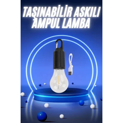  Taşınabilir Şarjlı Led Ampul Askılı Lamba Kamp Bahçe Lambası
