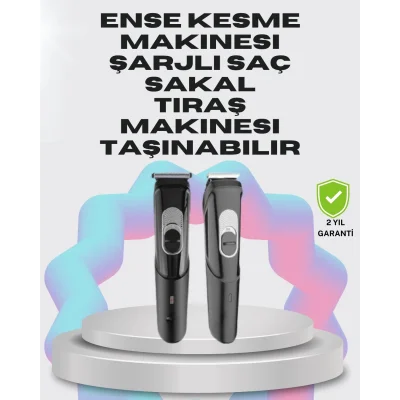 BUĞZ Taşınabilir Şarjlı Saç Sakal Tıraş Makinesi – 3 Taraklı, Sessiz ve Ergonomik