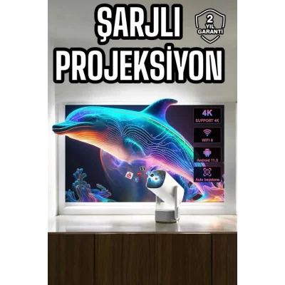 BUĞZ Taşınabilir Sinema Oyun Projektörü Akıllı Projeksiyon Android 11 - Lisinya