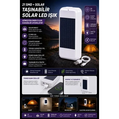 BUĞZ Taşınabilir Solar Led Power Bank