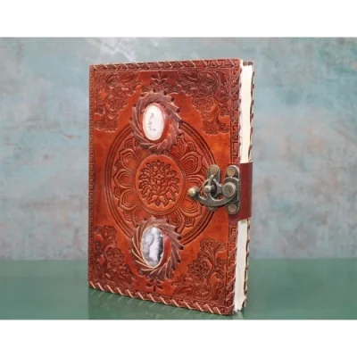  Taşlı Deri Defter Model 9