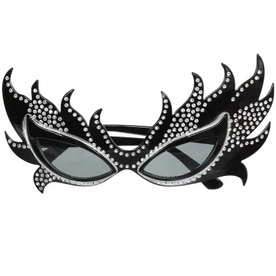 BUĞZ Taşlı Siyah Alev Parti Gözlüğü