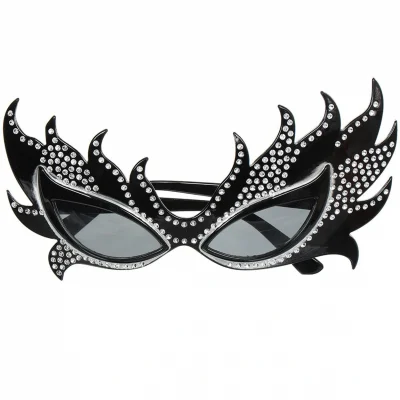 BUĞZ Taşlı Siyah Alev Parti Gözlüğü