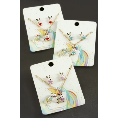  Tavşan Mineli Set Kolye