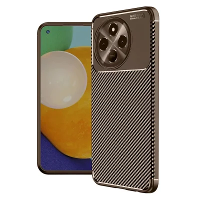 BUĞZ Tecno Spark 30 Pro Kılıf Auto Focus Karbon Kapak - Kahverengi