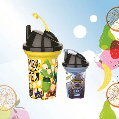 BUĞZ Tedy Pipetli Çocuk Içecek Bardağı Desenli Bardak 300ml