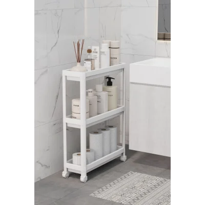  Tekerlekli 3 Katlı Çok Amaçlı Raf Ünitesi - Banyo Mutfak Düzenleyici Organizer Raf