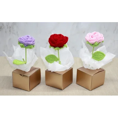 BUĞZ Kutulu Tekli El Örgüsü Gül Kutulu