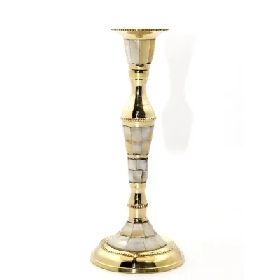 BUĞZ Tekli Pirinç Sedefli Şamdan Model 1