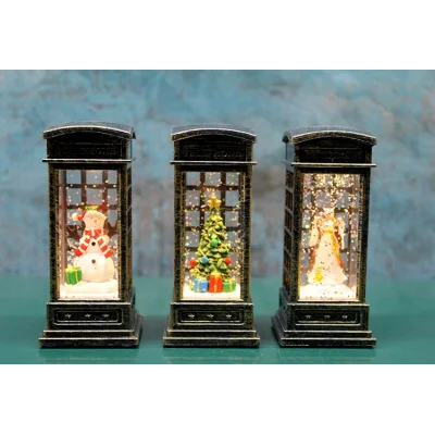 BUĞZ Telefon Kulübeli Işıklı Kar Küresi Siyah Tasarım