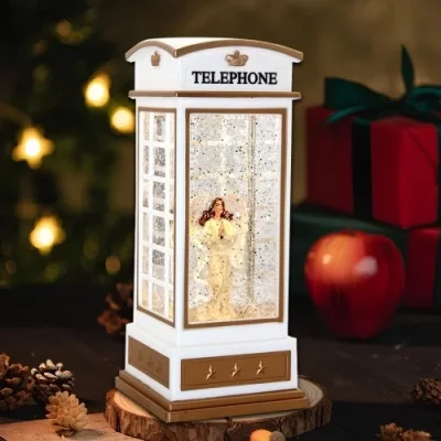  Telefon Kulübeli Işıklı Müzikli Kar Küresi
