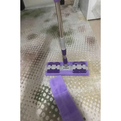 BUĞZ Teleskobik Cam Yer Tavan Silme - İstediğin Bezi Tak Kullan - 4 Mandallı -Yedek Bezli Mop Seti