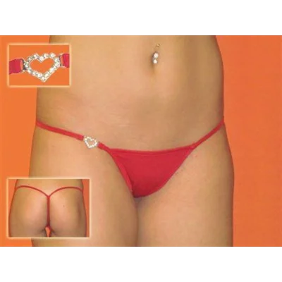 BUĞZ Terry Pau  DH040901-RED Gümüş Kalp ve Taşlı Seksi Tanga
