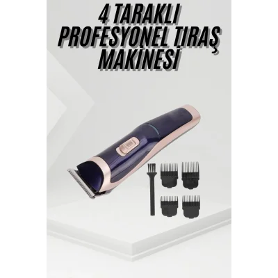 BUĞZ Tıraş Makinesi 4 Başlıklı Paslanmaz Çelik Bıçaklı Tüm Saç Tiplerine Uygun