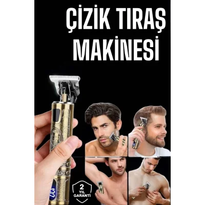  Tıraş Makinesi Şarjlı Profesyonel Saç Kesme Makinesi Gold Çizik Tıraş