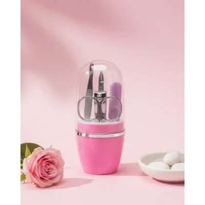 BUĞZ Tırnak Bakım Manikür Pedikür Seti 4 Parça Pembe Ev ve Seyahat Uyumlu