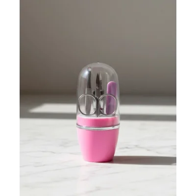 BUĞZ Tırnak Bakım Manikür Pedikür Seti 4 Parça Pembe Kompakt Taşınabilir Tasarım