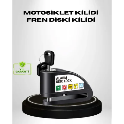 BUĞZ Titreşim Sensörlü Alarmlı Motosiklet Disk Kilidi 14mm Çelik Çift Kilitleme
