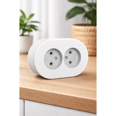 BUĞZ Topraklı İkili Sıva Üstü Priz – Kaliteli, Güvenli ve Şık Duvar Tipi Priz