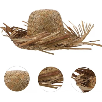 BUĞZ Tropikal Parti Naturel Hasır Hawaii Şapkası 13x36 cm