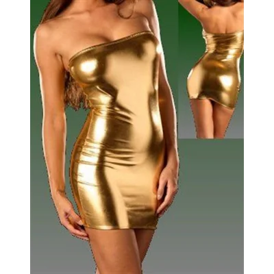 BUĞZ TSec03117 Parlak Strapless Mini Elbise