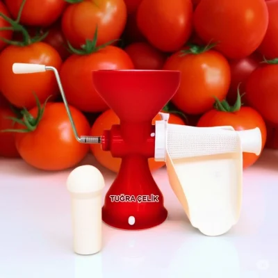 BUĞZ Tuğra Plastik El Tipi Biber, Domates Püre Ve Salça Makinesi – Metal Çevirme Kollu