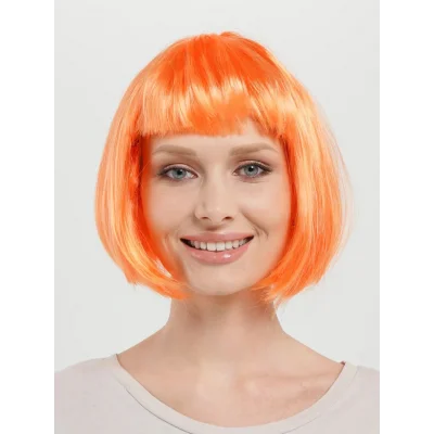 BUĞZ Turuncu Renk Parti Peruğu Küt Saç