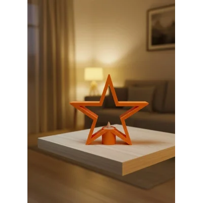 BUĞZ Turuncu Yıldız Mumluk Loş Işık Salon Dekoru