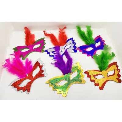 BUĞZ Tüylü Kağıt Parti Venedik Balo After Maskesi 6 Adet