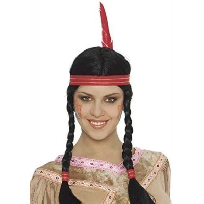 BUĞZ Tüylü Örgülü Kızılderili Parti Peruğu