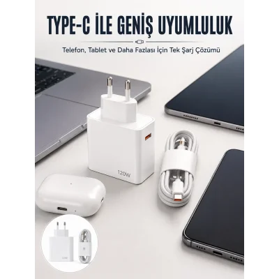 BUĞZ Type-C 120W Şarj Aleti Hızlı Şarj Turbo Yeni Nesil