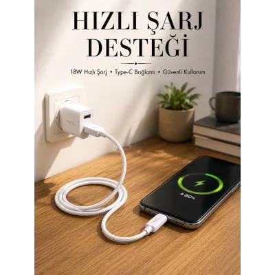 BUĞZ Type-C Girişli Cihazlar İçin Şarj Kablosu