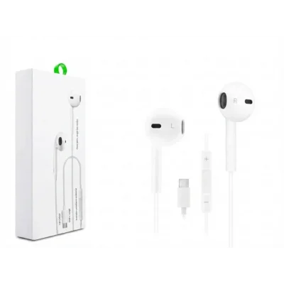 BUĞZ Type-C Mikrofonlu Kablolu Kulaklık - Ses Kontrol Tuşlu Beyaz (Tüm Type-C Cihazlarla Uyumlu)