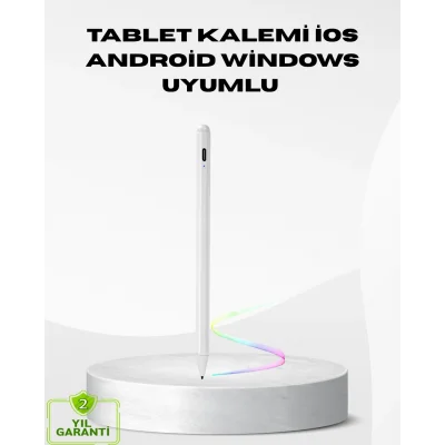 BUĞZ Type-C Şarjlı Dokunmatik Kalem – iPad, iPhone ve Android Uyumlu, Sessiz Çalışan