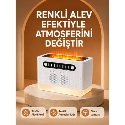 BUĞZ Type-C Şarjlı Kablosuz Hoparlör Beyaz Gürültü ve Atmosfer Işığı
