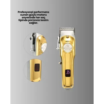 BUĞZ Type-C Şarjlı LCD Ekranlı Profesyonel Saç Sakal Tıraş Makinesi - BUĞZ