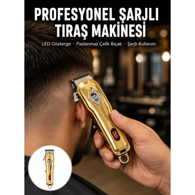 BUĞZ Type-C Şarjlı LCD Ekranlı Profesyonel Saç Sakal Tıraş Makinesi Yeni Nesil