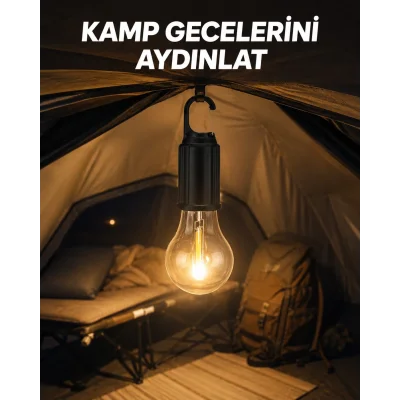 BUĞZ Type-C Şarjlı LED Kamp Lambası – Uzun Ömürlü Pil ve Yüksek Parlaklık