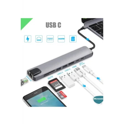 BUĞZ Type-c To Hdtv Multifunction Adapter 8 Port Kablo - Lisinya