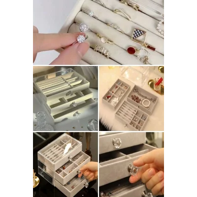 BUĞZ Üç Katlı Çekmeceli Takı Kozmetik Organizer