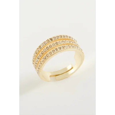  Üç Sıra Zirkon Taşlı Yüzük