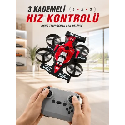 BUĞZ Uçan Araba Drone 4 Korumalı Pervaneli 360° Akrobatik Hareket Uzaktan Kumandalı
