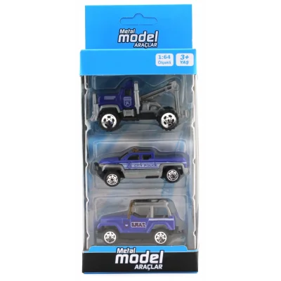  Üçlü Metal Çekicili Polis Araçları 1018D