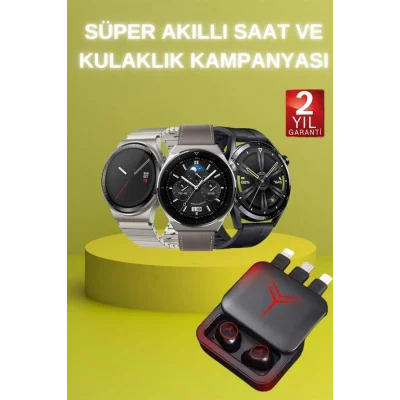 BUĞZ Ucuz Kaliteli Akıllı Saat ve Powerbank Bluetooth Kulaklık 5.1 Stereo ANC Özelliği - BUĞZ