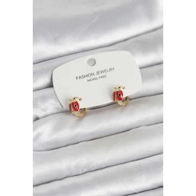 BUĞZ Uğur Böceği Model Gold Renk Pirinç Çocuk Küpe