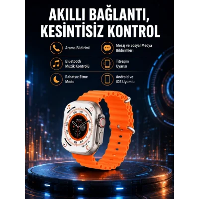 BUĞZ Ultra Akıllı Saat 49 Mm Çift Kordonlu Arama Cevaplama Bluetooth Bağlantılı