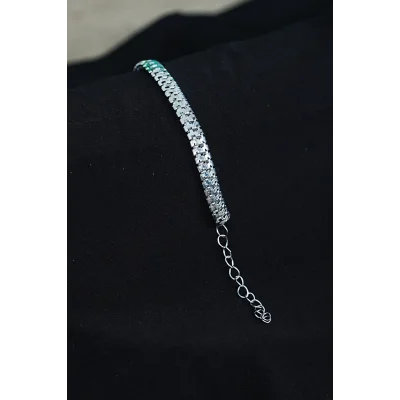 BUĞZ Unisex Tırtıl Model Gümüş Renk Künye Bileklik