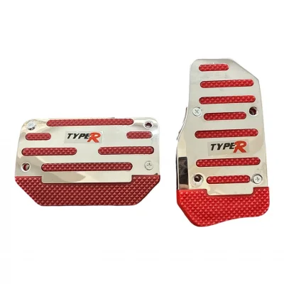 BUĞZ Universal Otomatik Metal Pedal Seti 2 Parça Krom Kırmızı