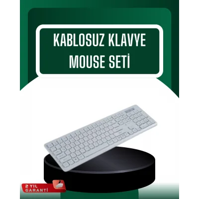 BUĞZ USB Alıcılı Kablosuz Klavye Mouse - Geniş Uyumluluk, Sessiz Tuşlar